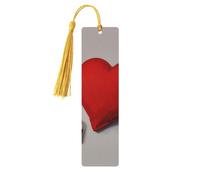 Marque-pages romantiques en bois avec imprimé cœur rouge pour hommes femmes amateurs de livres