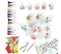 Marque-pages Transparents en Fleurs Séchées pour Livres - Kit de Création de Marque-page en Fleurs Séchées Fait Main,Décoration de Page Artisanal Floral pour Cadeaux Fêtes des Mères Projets de Scrapbo