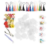 Marque-pages transparents en forme de fleurs séchées, autocollants transparents en forme de fleurs séchées | Page de création florale faite à la main pour les fêtes, les projets scolaires, les amis