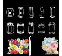 Marque-pages transparents pour fleurs séchées - Marque-page transparent pour fleurs pressées - Fait à la main - Belle page de fleurs séchées - Autocollants transparents avec trou