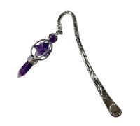 Marque-pages vintage en métal avec pendentif en pierre de cristal pour les amateurs de livres, les lecteurs et les enseignants, outil d'étude pour les étudiants