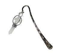 Marque-pages vintage en métal avec pendentif en pierre de cristal pour les amateurs de livres, les lecteurs et les enseignants, outil d'étude pour les étudiants