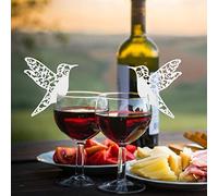 Marque-Places de Nom de Mariage, Paquet de 50 Petits Cartes de Place de Nom de Mariage en Forme D'oiseau pour la Décoration de Table en Verre à Vin(Blanc)