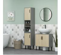 Marque Premium - Meuble salle de bain - Rangement Intégré, Porte Double - 60x30x60cm - Bois Naturel