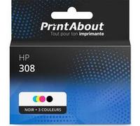 Marque propre PrintAbout Cartouche d'encre 308 (7FP20/21UE) Noir + 3 couleurs Multipack Très grande capacité Convient pour HP