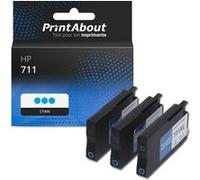 Marque propre PrintAbout Cartouche d'encre 711 (CZ134A) Cyan Multipack Convient pour HP