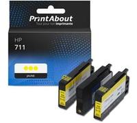 Marque propre PrintAbout Cartouche d'encre 711 (CZ136A) Jaune Multipack Convient pour HP Jaune