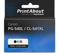 Marque propre PrintAbout Cartouche d'encre PG-540L / CL-541XL Noir + 3 couleurs Multipack Grande capacité Convient pour Canon Noir + 3 couleurs