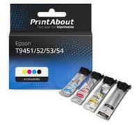 Marque propre PrintAbout Cartouche d'encre T9451/52/53/54 4 couleurs Multipack Grande capacité Convient pour Epson 4 couleurs