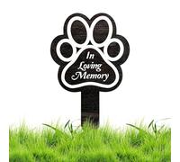 Marque-tombe commémoratif pour animal de compagnie - Piquet de jardin en bois, motif empreintes de pattes de chien, condoléances, décoration de cimetière extérieur, cadeau de souvenir | Cadeau de