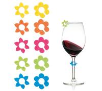 Marque-verres et flûtes - Orion - Fleurs - 10 pièces - Multicolore