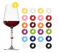 Marque VGGGRD 24 Pièces Markers Colorés Silicone Réutilisables pour Verre à Vin, Gobelets Élégants, Champagne, Cocktails et Boissons