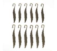 Marquepages Plumes en Bronze 12 Pièces pour Lecture Papeterie à la Main Simple Élégant Adapté pour Enfants Adultes
