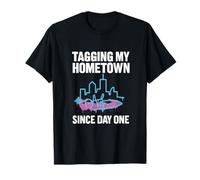 Marquer ma Ville Natale Depuis Le Premier Jour Graffiti Skyline T-Shirt
