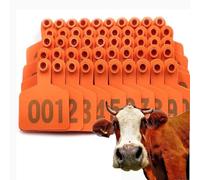 Marques auriculaires d'identification animale, Étiquettes d'oreille en plastique for bovins, moutons, veaux, porcs 001-400, multicolores, multi-tailles, 100-400 ensembles(Calf,Orange 101-200)