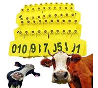 Marques auriculaires d'identification animale, Étiquettes d'oreille numérotées en plastique 001-400 for bovins, moutons, porcs(Calf,Yellow 101-200)
