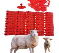 Marques auriculaires d'identification animale, Étiquettes d'oreille numérotées en plastique 001-400 for bovins, moutons, porcs(Sheep,Red 201-300)