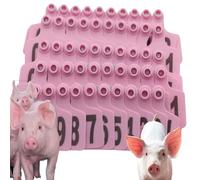 Marques auriculaires d'identification animale, Étiquettes d'oreille numérotées en plastique 001-400 for bovins, moutons, porcs(Pig,Pink 001-100)