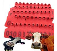 Marques auriculaires d'identification animale, Étiquettes d'oreille numérotées en plastique 001-400 for bovins, moutons, porcs(Calf,Red101-200)
