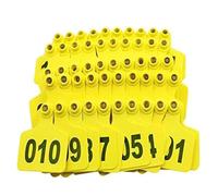 Marques auriculaires d'identification animale, Numéro multicolore 001-400 de marques d'oreille de bétail en plastique for le porc de chèvre de moutons de bétail(Adult Cattle,Yellow 201-300)