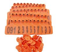Marques auriculaires d'identification animale, Numéro multicolore 001-400 de marques d'oreille de bétail en plastique for le porc de chèvre de moutons de bétail(Adult Cattle,Orange 001-100)