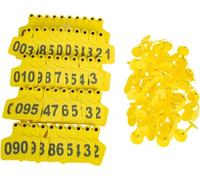 marques auriculaires, Lot de 100 étiquettes d'oreille en plastique for bétail, numérotées, for animaux ferme, identification, 401-500/1-100(Yellow,401 500)