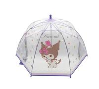 Marques CyP - Hello Kitty, Sanrio Kuromi, Parapluie enfant, Manuel, Transparent, Type bulle, 48 cm, Licence officielle, Résistant au vent