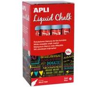 APLI Marqueurs à craie effaçable 16900 – liquide craie, pointe ronde 5,5 mm – bleu