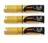 Marqueur À Craie Uni-Ball PWE-8K À Biseau - 8,0 Mm Or Pack De 3