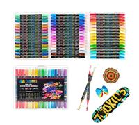 Marqueur à double pointe 48 couleurs - Pointe fine et pinceau pour colorier, croquis, artisanat sur bois, tissu et papier - Kit de bricolage créatif pour enfants, adultes, école, projets de bricolage