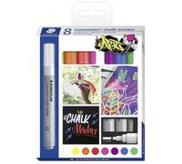 Staedtler – Marqueur à la craie Lumocolor 344 – Étui carton 8, pointe ogive 2,4 mm, assortis, opaque