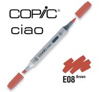 COPIC Ciao E08, Brown, Twin Marker avec Une Pointe Moyenne et Une Pointe Pinceau