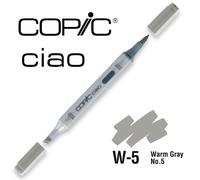 COPIC Ciao W-5, Warm Gray No. 5, Twin Marker avec une pointe moyenne et une pointe brosse