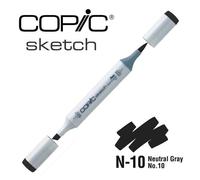 COPIC Sketch N-10, Neutral Gray No. 10, Twin Marker avec une pointe moyenne et une pointe pinceau