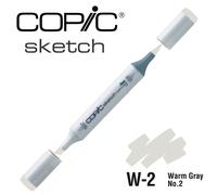 COPIC Sketch W-2, Warm Gray No. 2, Twin Marker avec une pointe moyenne et une pointe pinceau