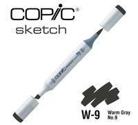 COPIC Sketch W-9, Warm Gray No. 9, Twin Marker avec une pointe moyenne et une pointe pinceau