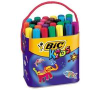 BIC Kids Decoralo Feutres de Coloriage Lavables à Pointe Extra Large - Couleurs Assorties, Boîte Métallique de 30