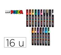 Uni Mitsubishi Pencil – Marqueurs POSCA PC-7M – Pointe large conique – Pochette 16 couleurs