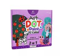 Marqueur à points, Dotmarker, peinture avec jeune enfant, anti-fuite et lavable, 12 couleurs vives et un grand livre de coloriage avec des modèles