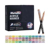 Marqueur acrylique 48 couleurs métalliques avec pointe pinceau souple pour journal, croquis, illustrations, marqueurs permanents