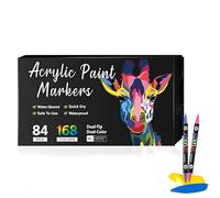 Marqueur Acrylique Double Pointe Beyonddraw - 24/48/72/96/120/168 Couleurs, for Toile, Peinture rupestre, Verre et Surfaces céramiques.(84 pcs 168 Color)