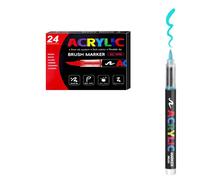 Marqueur acrylique liquide direct opaque et empilable pinceau aquarelle à tête souple pour les beaux-arts des étudiants. (24 couleurs)
