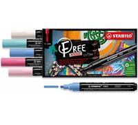 Marqueur Acrylic pointe moyenne T300 Stabilo Free - Etui de 5 couleurs Candy