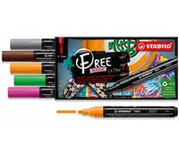 STABILO Marqueurs acryliques FREE – Lot de 5 – opaques, pointe moyenne, multicolore