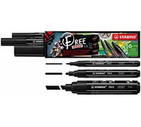 STABILO – Marqueurs acryliques FREE – Étui carton x3 – Pointes mixtes – Noir