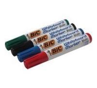 Marqueur bic velleda 1751 effaçable pointe biseautée tracé 2/5mm encre base alcool inodore corps plastique boîte 4u
