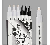 Marqueur Blanc Et Noir 2-3Mm 6 Feutre Blanc Noir Indelebile Pour Galets Metal Verre Bois Tissu Textile Pe Ent Feutre Ac[MM153]