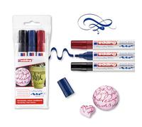 edding Marqueur calligraphie 1455 – Pointe flexible 1–5 mm – Étui de 3 (Noir, Bleu acier, Cramoisi)