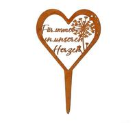 Marqueur commémoratif en forme de cœur en métal résistant à la rouille avec gravure complexe de pissenlit pour décoration de jardin et cimetière pour pierres tombales