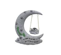 Marqueur commémoratif en résine pour animal de compagnie avec motif lune ailée et chat | Élégante décoration de jardin - Pierre tombale pour hommage à la pelouse